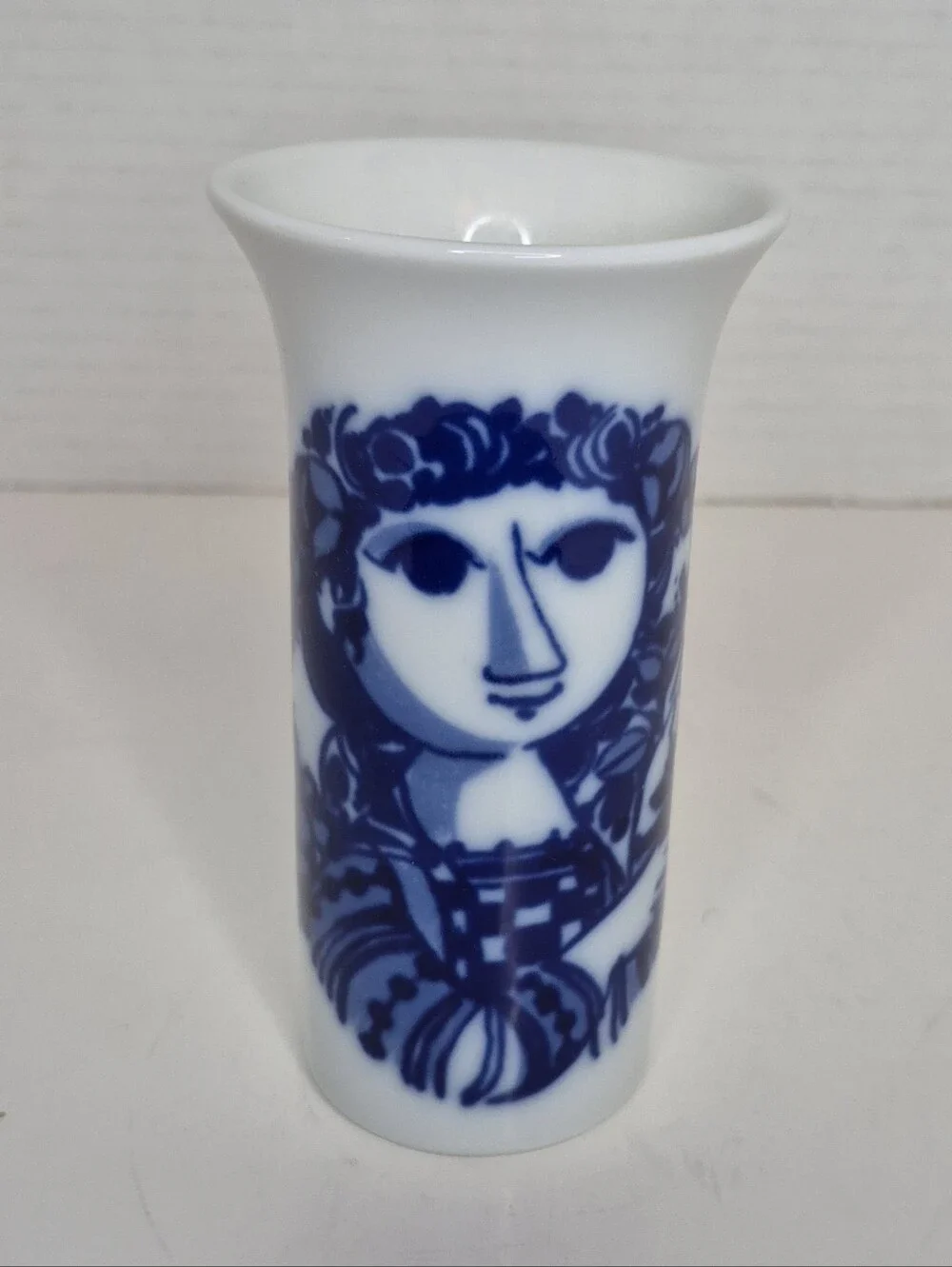 Rosenthal Blue Face Vintage Porcelain Vase by Bjorn Wiinblad Excellent